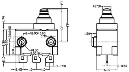 G3S00A15微動開關(guān)尺寸