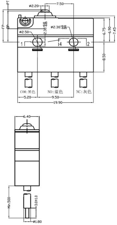 防水微動開關-G9E00W1尺寸